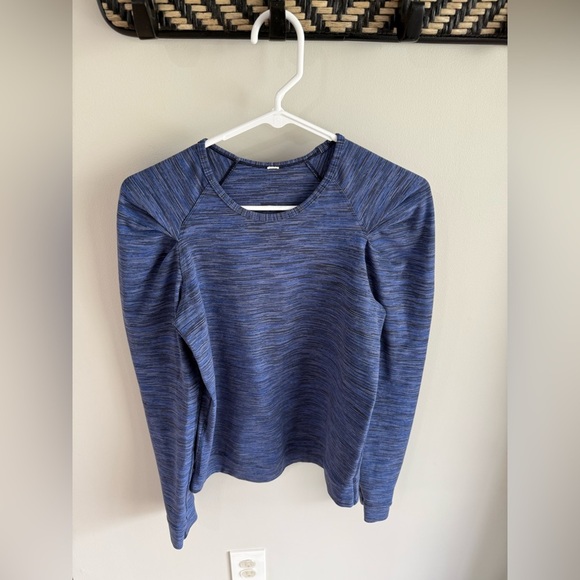 Lululemon Lab City Long Sleeve Puff Shoulder Pullover - Space Dye Blue - Small - Picture 8 of 14